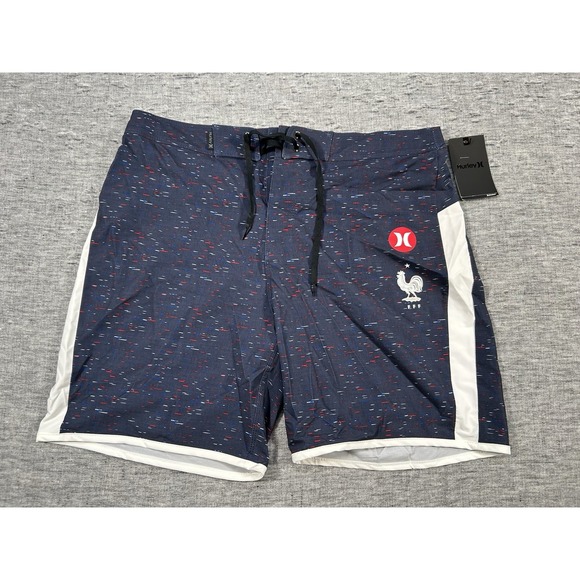 Hurley Phantom Boardshorts Mens 32 Blue White Red France National Team 18" - Picture 1 of 11